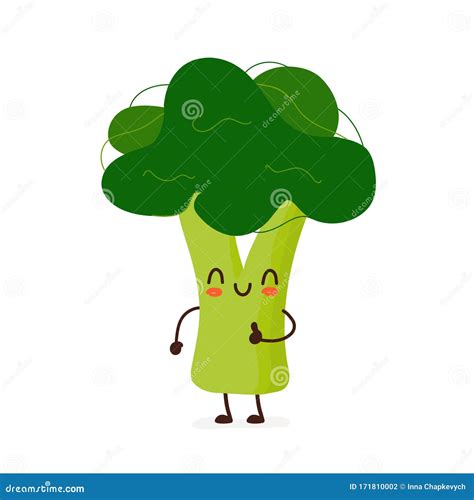 Happy Smiling Funny Cute Broccoli Stock Vector Illustration Of Funny