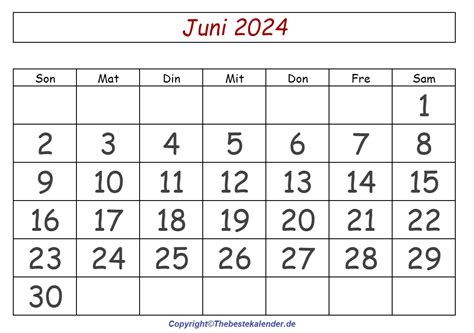 Kalender Juni 2024 Alice Brandice