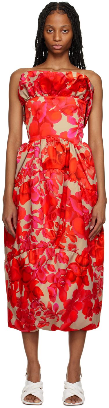 Kika Vargas Ssense Uk Exclusive Red Laila Midi Dress Ssense