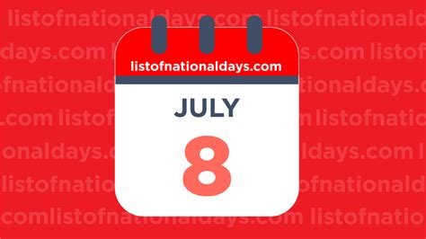 July 8th: National Holidays,Observances and Famous Birthdays