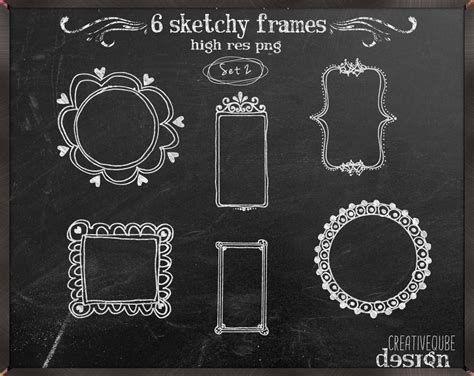 Frames Clipart Chalkboard Hand Drawn Frames By Creativequbedesign