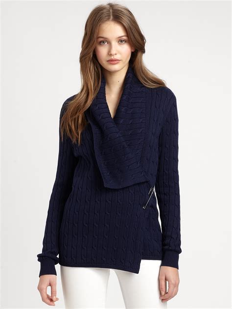 Ralph Lauren Blue Label Pima Cotton Cableknit Cardigan In Blue Newport