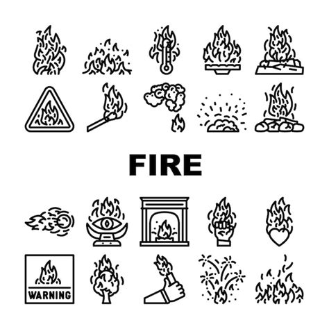 Premium Vector Flame Hot Fire Burn Bonfire Heat Icons Set Vector Red Danger Light Orange