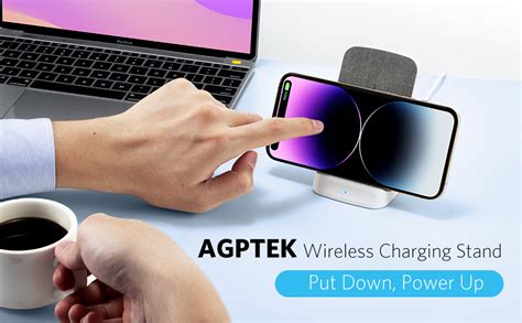 AGPTEK Wireless Charger 15W White Fast Wireless Charging Stand Qi