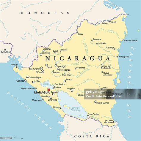 Nicaragua Political Map High-Res Vector Graphic - Getty Images