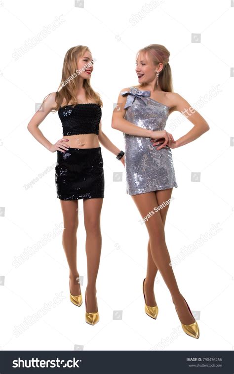 Beautiful Blonde Twin Girls Posing Studio Stock Photo 790476256 Shutterstock