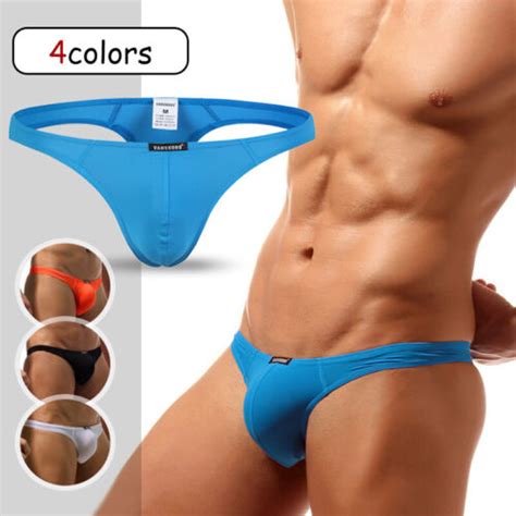 Men Sexy Ice Silk Bikini Underwear Low Rise T Back Gstring Thong Trunks Ebay
