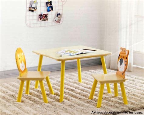 Mesinha De Estudo Para Criança - Mesinha Para Criança Com 2 Cadeiras Estudo Brinquedoteca | Frete grátis