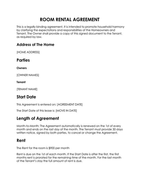 Free Room Rental Agreement Templates With Guide And Tips