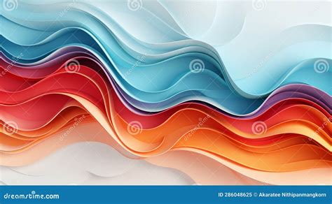 Colorful Paper Waves On White Background Abstract Papercut Design