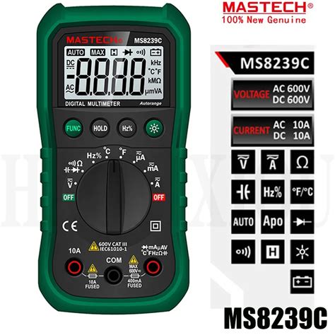 Mastech multímetro digital de alcance automático ms8239c ac dc