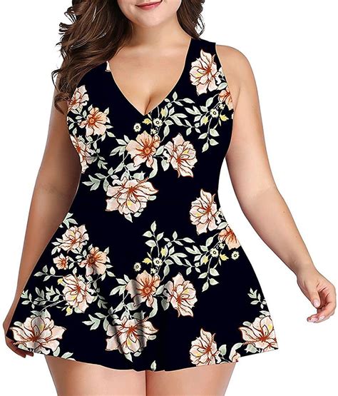 Womens Plus Size Swimsuit Retro Print Two Piece Pin Up Tankini Swimwear