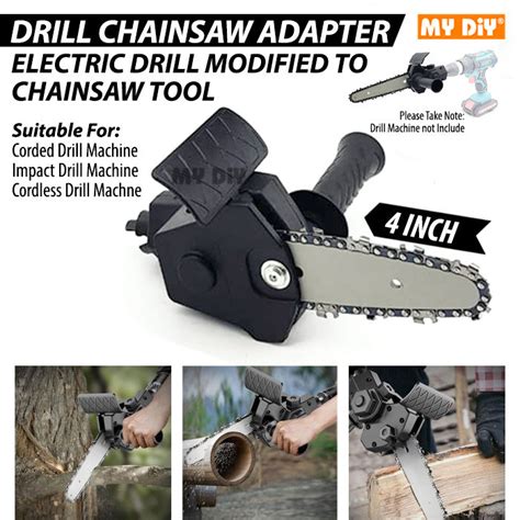 DIYHARDWARESTATION 4inch 6inch Electric Drill Convert To Chainsaw