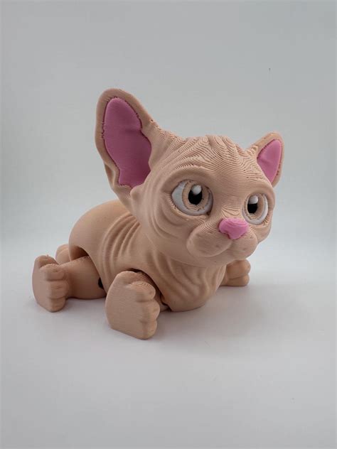 Sphinx Naked Hairless Cat Kitten Flexi Articulated 3D Print Etsy