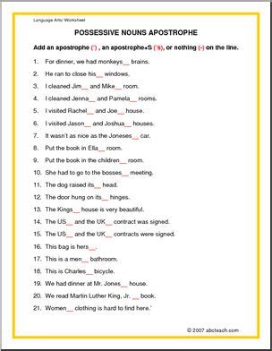 Apostrophe With Possessives Worksheet Have Fun Teaching Worksheets