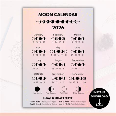 full moon calendar january  printable calendar