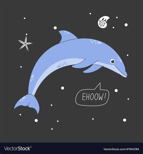 Adorable blue dolphin Royalty Free Vector Image