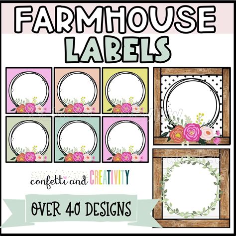 Farmhouse Floral Editable Labels Confetti Creativity