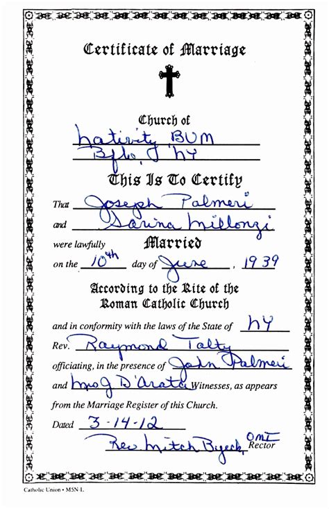 √ 20 Catholic Marriage Certificate Template ™ Dannybarrantes Template