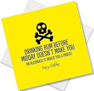 Punkcards Funny Birthday Cards For Men Drinking Rum Before Midday