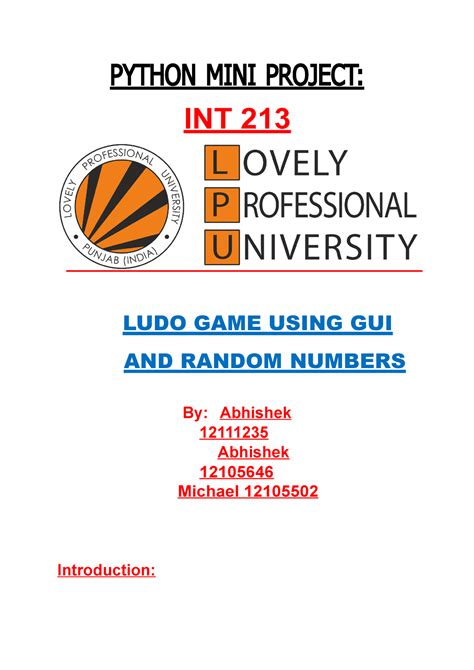 Python Project Aam Final Python Mini Project Int 213 Ludo Game Using Gui And Random Numbers