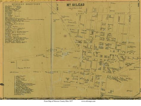 Mount Gilead Gilead Ohio Old Town Map Custom Print Morrow Co