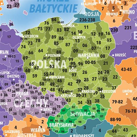 Europa Mapa Cienna Kody Pocztowe X Cm Artglob