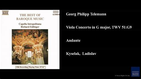 Georg Philipp Telemann Viola Concerto In G Major Twv 51 G9 Andante