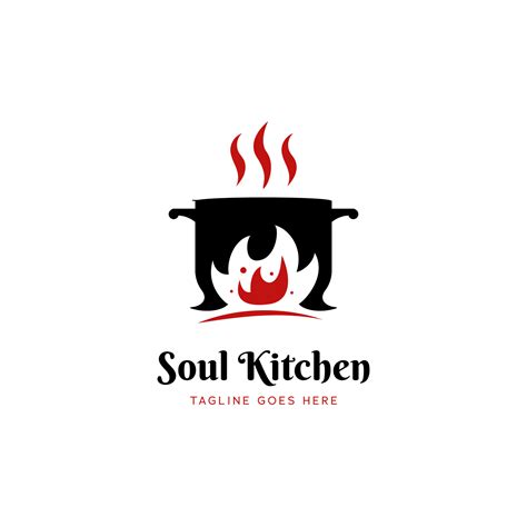 Soul Kitchen Hot Pot Restaurant Logo Icon With Big Red Fire Flame 4854380 Vector Art At Vecteezy