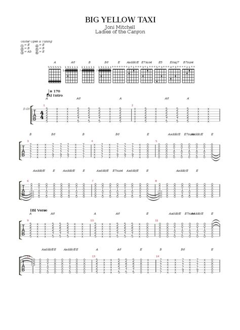 Big Yellow Taxi Tab & Chords - Joni Mitchell | PaidTabs.com