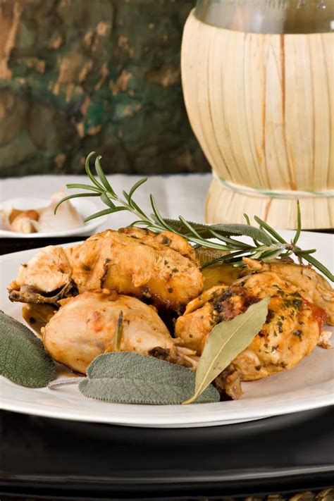 Chicken, Stewed in Tomato, Wine and Herb Sauce Stock Image - Image of italy, dinner: 22282483