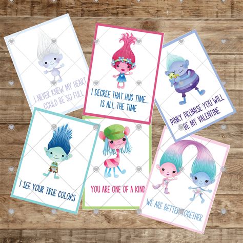 Trolls Inspired Valentine S Day Printable Valentine Etsy