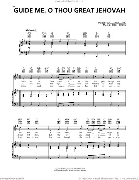 Guide Me O Thou Great Jehovah Sheet Music For Voice Piano Or Guitar