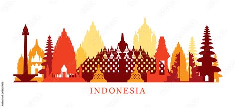 Indonesia Architecture Landmarks Skyline, Shape, Silhouette, Cityscape ...