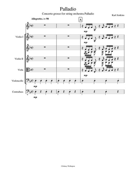 Palladio Sheet Music For Contrabass Violin Viola Cello String