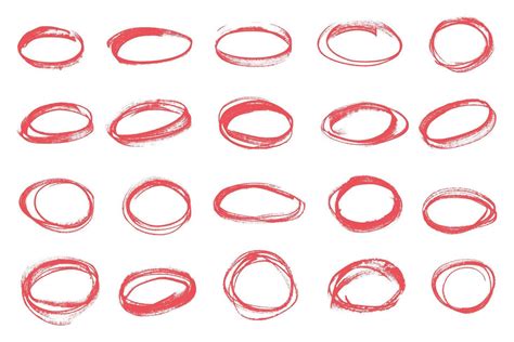 Red Highlighter Circle Doodle Marker Oval Circles Red Grunge Ovals