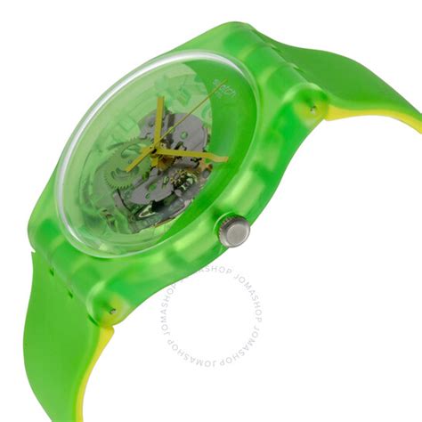 Swatch Pomme Tech Green Skeletal Dial Mens Watch Suog110 7610522687615