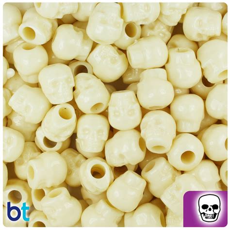 Ivory Opaque 11mm Skull Pony Beads 150pcs