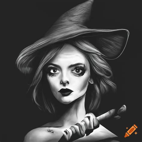 Artistic Depiction Of A Modern Witch Surrounded By Pointed Hats And