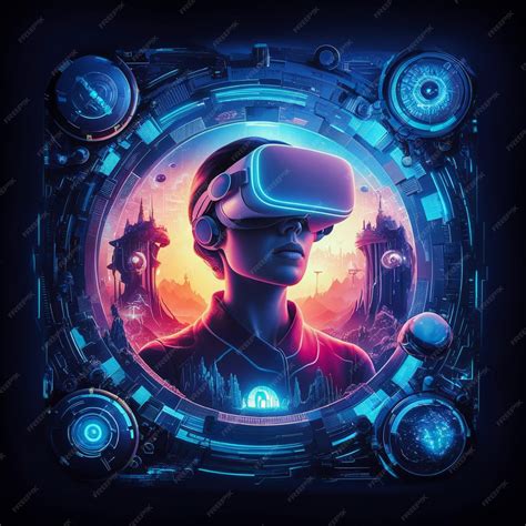 Virtual Reality Worlds Illustrate immersive virtual reality worlds with