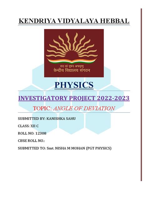 Physics Angle of Deviation | PDF | Refraction | Refractive Index