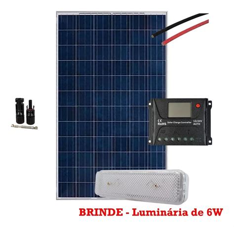 Kit Painel Placa Solar 100w Inversor Controlador Cabos Mebuscar Brasil