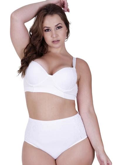 Conjunto Lingerie Plus Size Calcinha Cós Alto Sutiã Bojo Bojão Dani