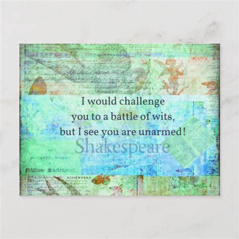 Funny Shakespeare Insult Quotation Elizabethan Art Postcard Zazzle