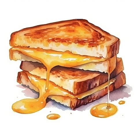 Premium Vector Watercolor Vector Grilled Cheese On White Background