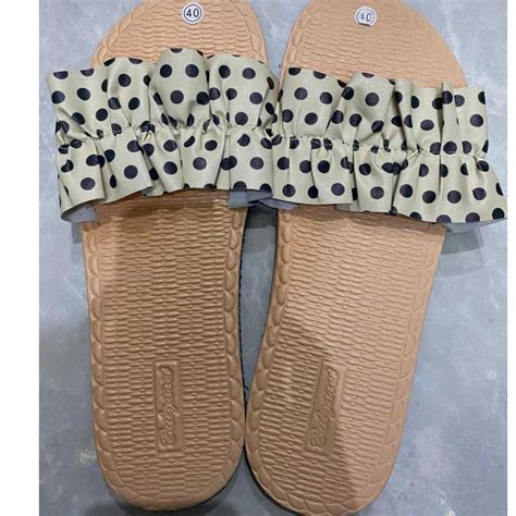 Jual Sandal Kokop Kerut Polkadot Wanita Press Sendal Selop Etnik Suede