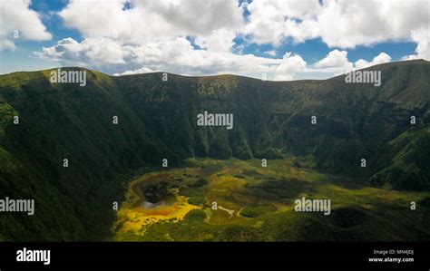 Aerial View To Caldeira Do Faial At Faial Island Azores Portugal