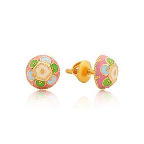 22k Gold Indian Stud Earrings Queen Of Hearts Jewelry