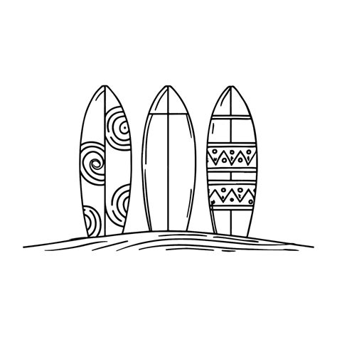 premium vector simple drawing   surfboard   sand