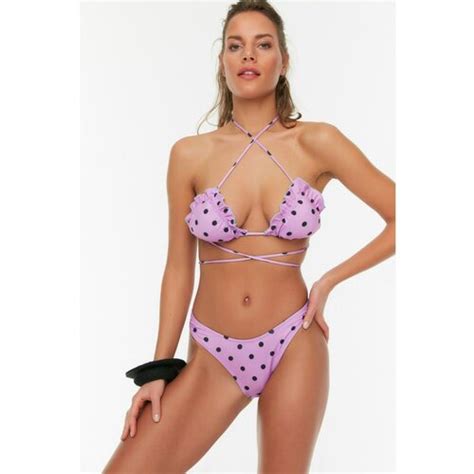 Trendyol Lilac Polka Dot Tie Detailed Bikini Set Eponuda